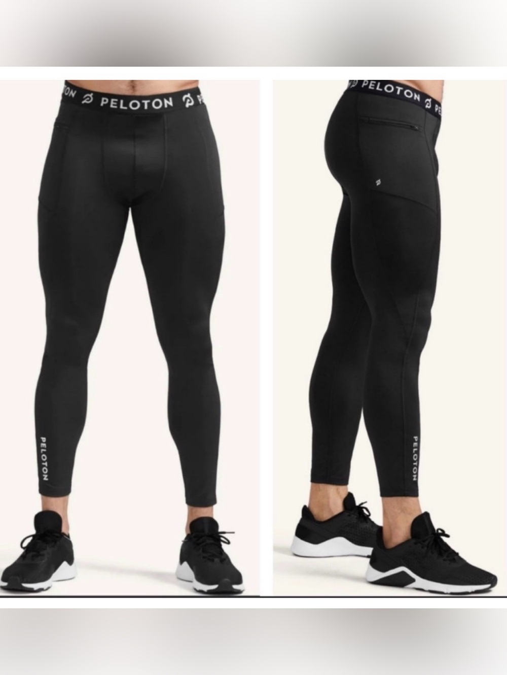 Peloton Men’s Black Performance running leggings tights large compression